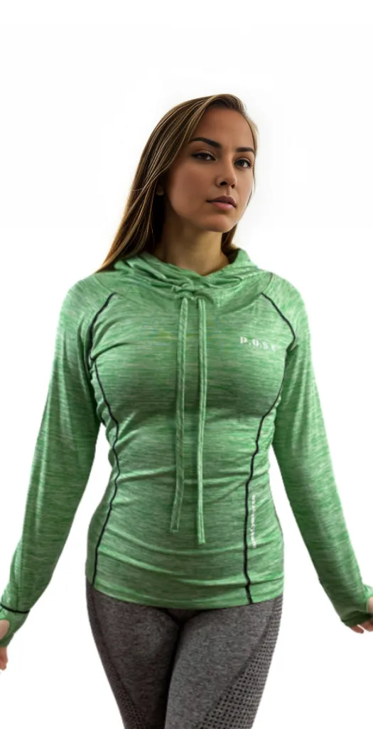 P.O.S.E Comfort Long Sleeve Gym Sports Top with Hoodie