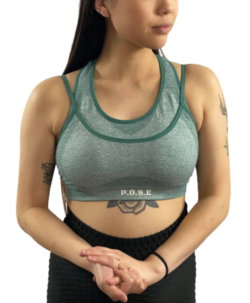 P.O.S.E Emanate Series 2 Green Seamless Gym Sports Bra