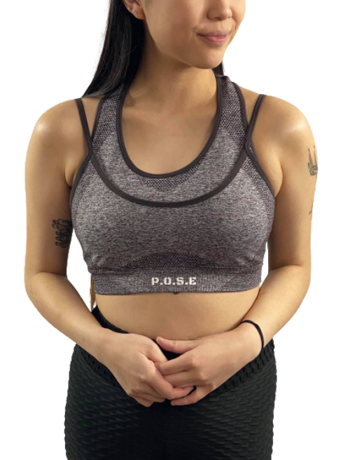 P.O.S.E Emanate Series 2 Dark Grey Seamless Gym Sports Bra