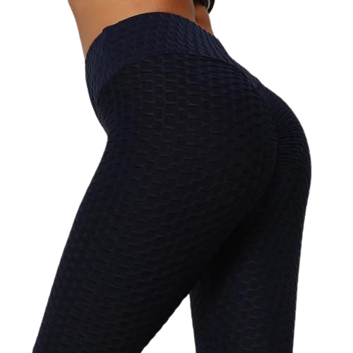 P.O.S.E Fortitude Textured Anti Cellulite Navy Blue Scrunch Butt Lifting Gym Leggings