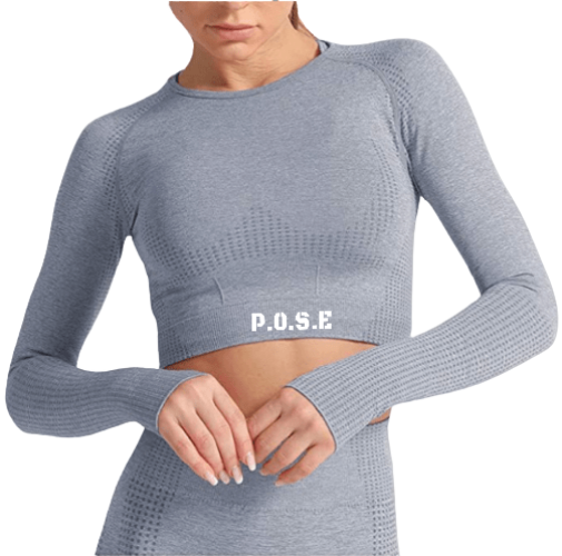 P.O.S.E Emanate Seamless long Sleeve Gym Sports Crop Top