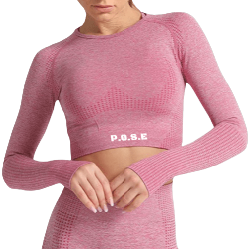 P.O.S.E Emanate Seamless long Sleeve Gym Sports Crop Top